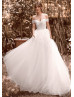 Off Shoulder Ivory Bling Bling Tulle Wedding Dress